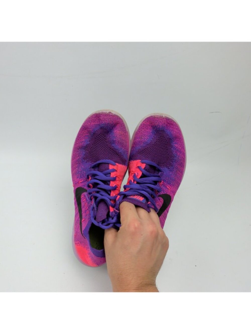 Nike Free RN Flyknit 2017 Shoes Womens Size 7.5 Purple Pink Sneakers 880844-600 - Picture 11 of 12